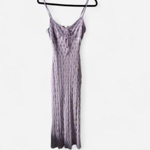 Lavender Knit Maxi Slip Dress with Adjustable Spaghetti Straps